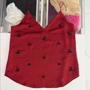 Express Red Camisole with Black Floral Accents